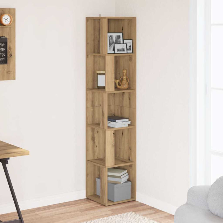 hjørnereol 33x33x165 cm konstrueret træ kunsteg