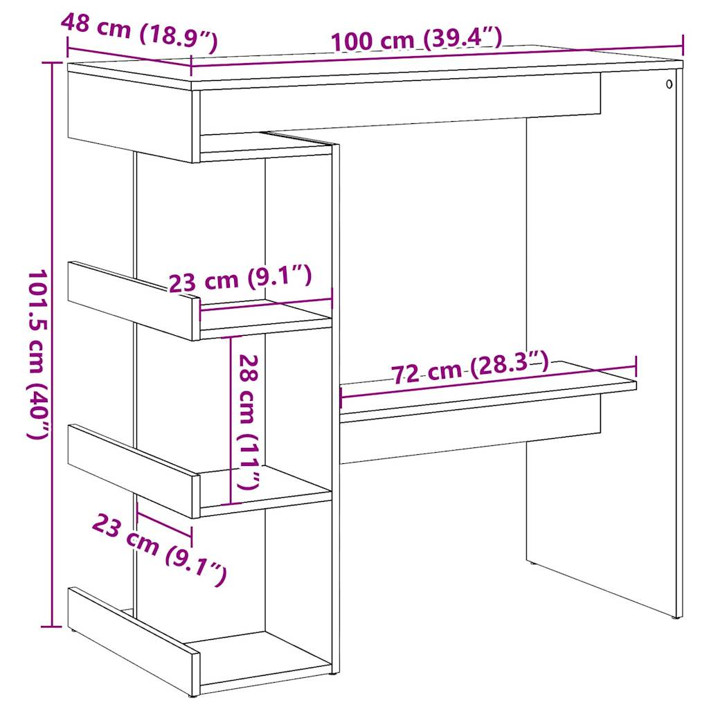 barbord m. stativ 100x48x101,5 cm antikt træ