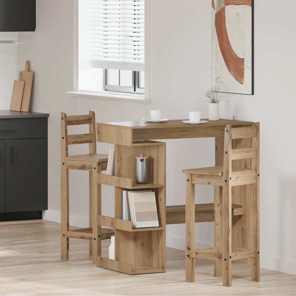 barbord med opbevaringsstativ 100x48x101,5 cm kunsteg