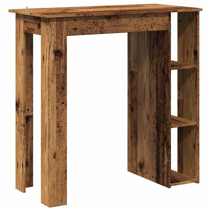 barbord med hylde 102x50x103,5 cm konstrueret træ antikt træ