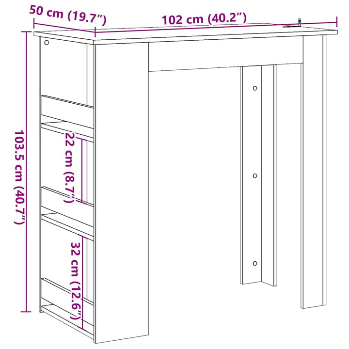 barbord m. stativ 102x50x103,5 cm antikt træ
