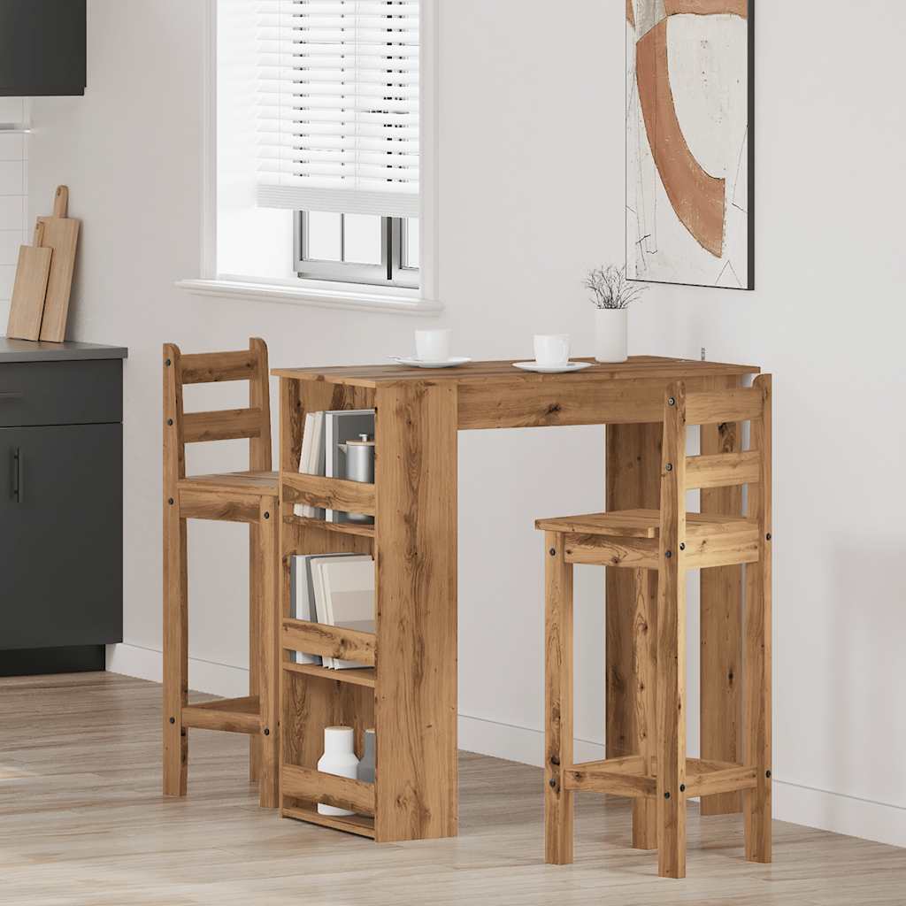 barbord med opbevaringsstativ 102x50x103,5 cm kunsteg