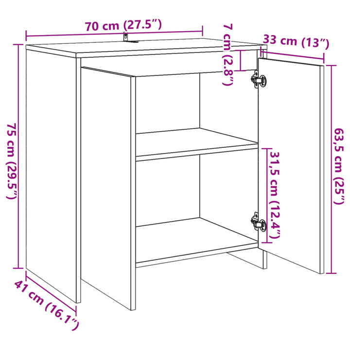 skænk 70x41x75 cm konstrueret træ antikt trælook