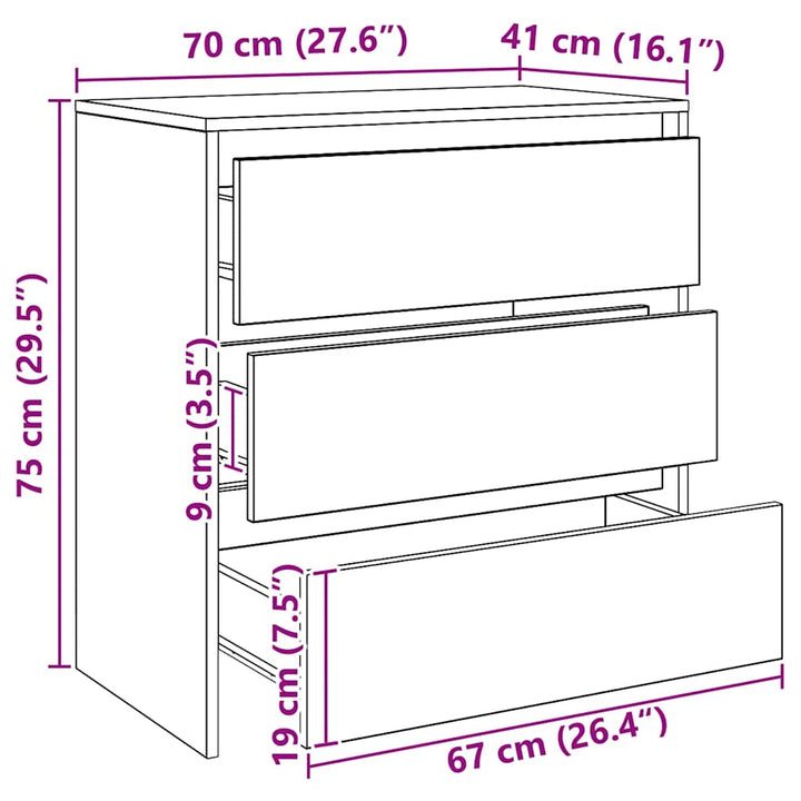 skænk 70x41x75 cm konstrueret træ kunsteg