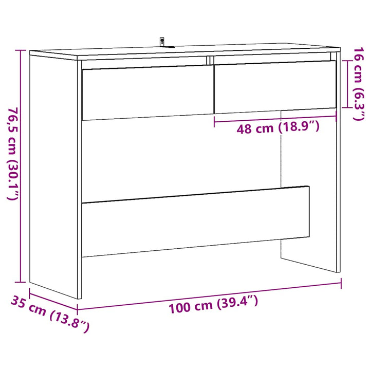 konsolbord 100x35x76,5 cm konstrueret træ antikt træ
