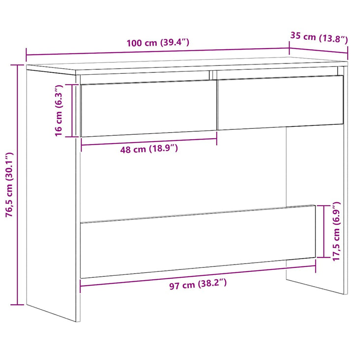 konsolbord 100x35x76,5 cm konstrueret træ kunsteg