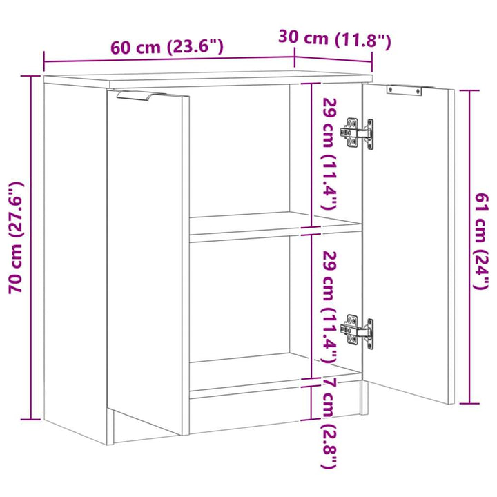 skænk 60x30x70 cm konstrueret træ kunsteg