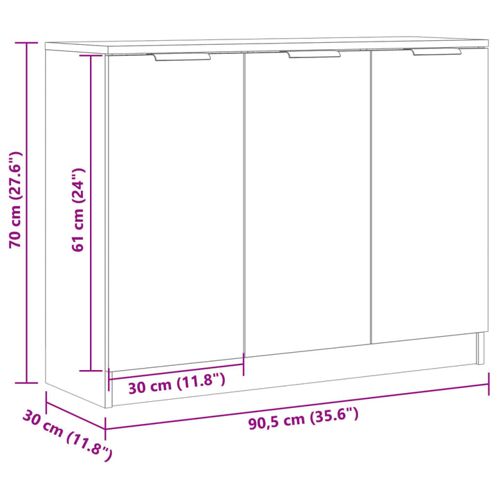 skænk 90,5x30x70 cm konstrueret træ antikt trælook