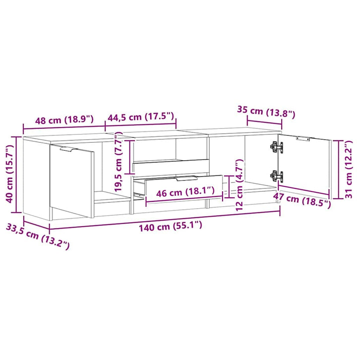TV-skab håndlavet eg 140x35x40 cm konstrueret træ