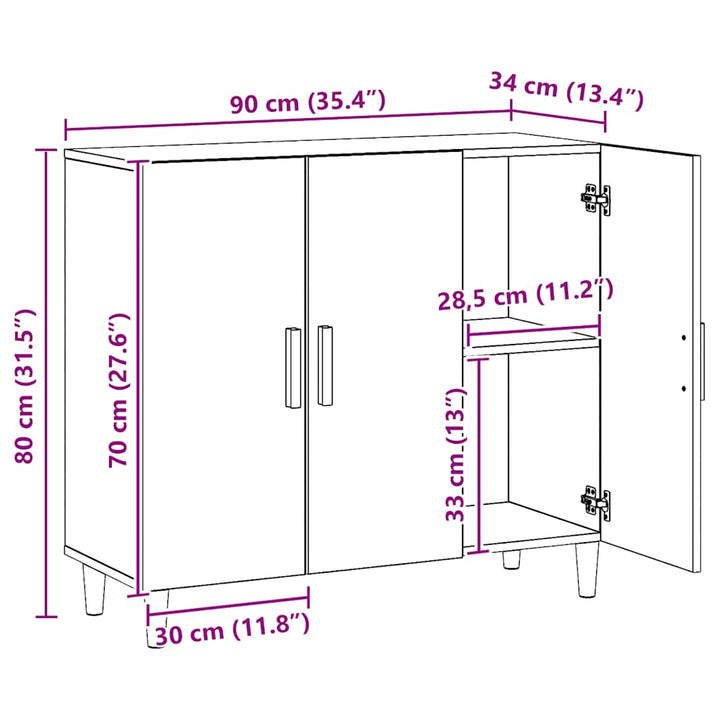 skab 90x34x80 cm konstrueret træ kunsteg