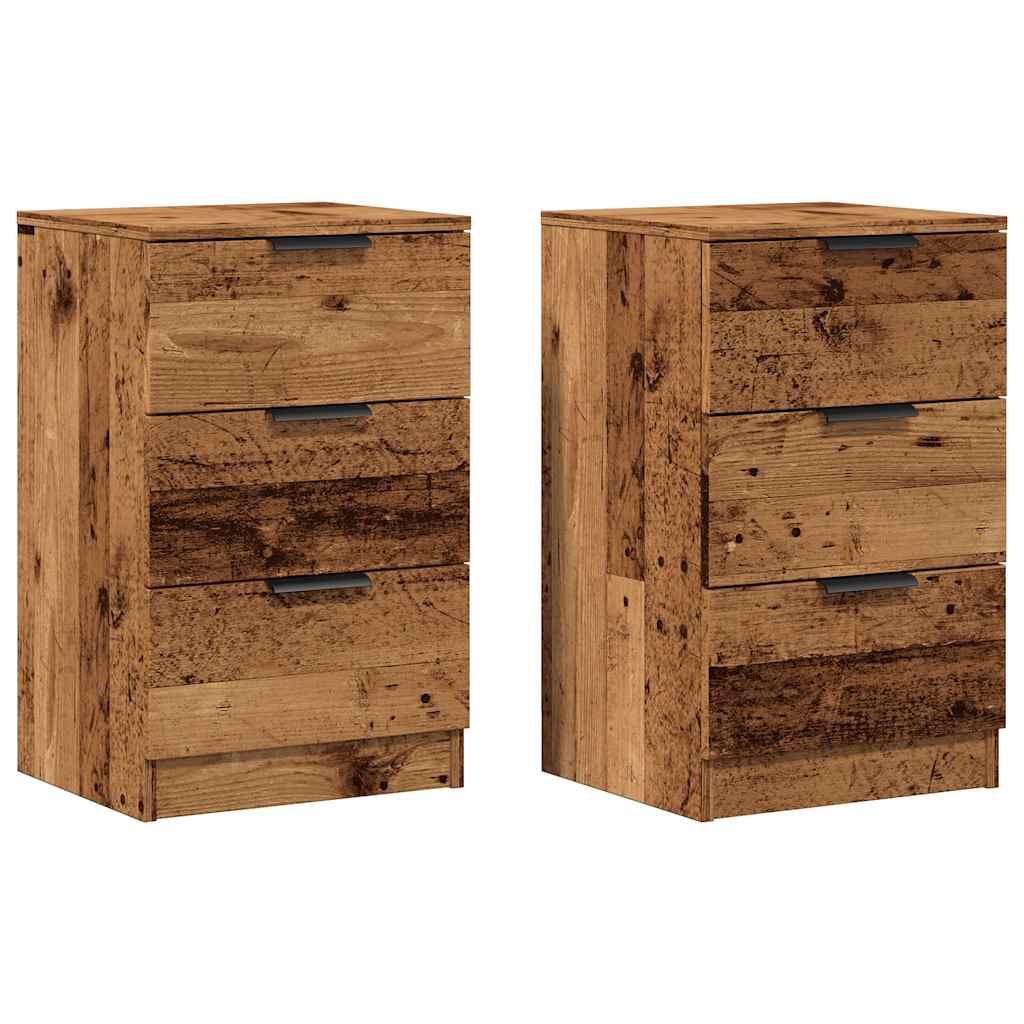 sengeborde 2 stk. 40x36x65 cm konstrueret træ gammelt trælook