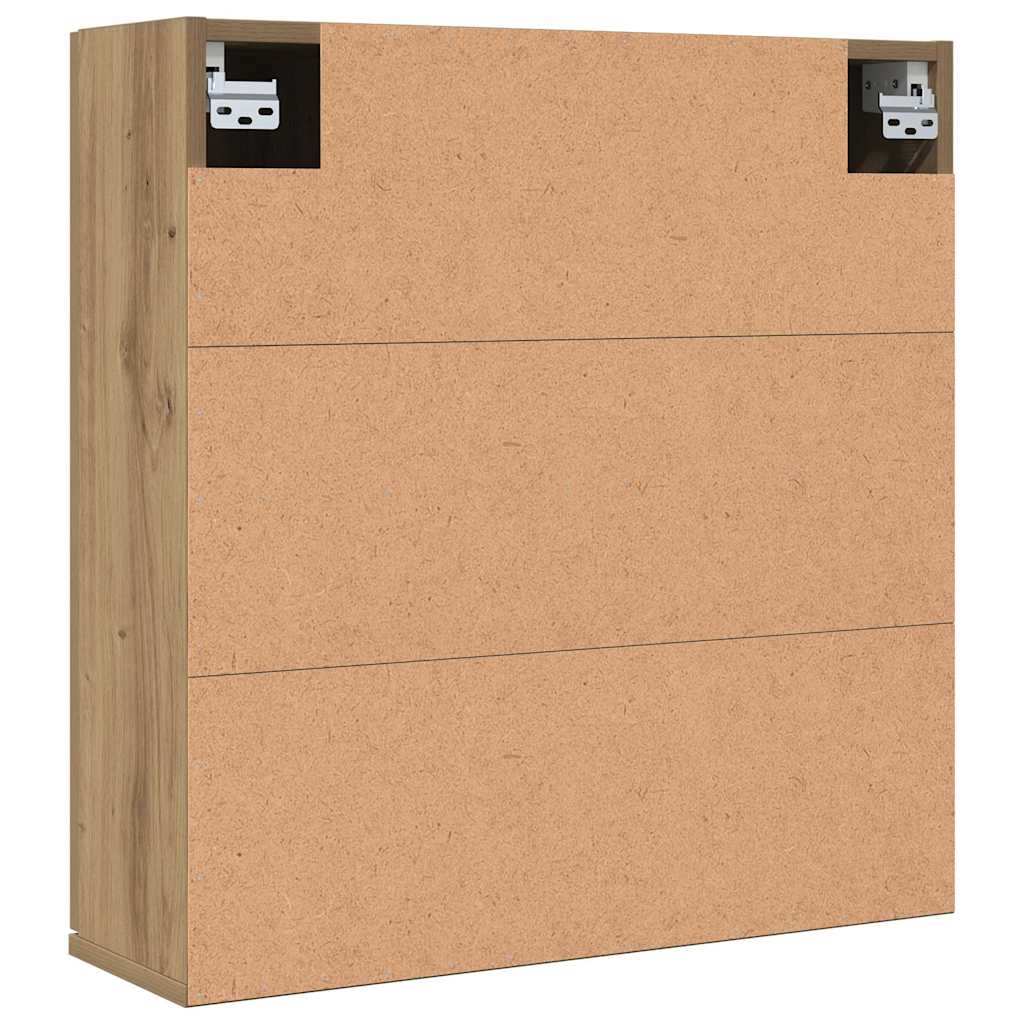 badeværelsesskab med spejl 64x20x66,5cm konstrueret træ kunsteg