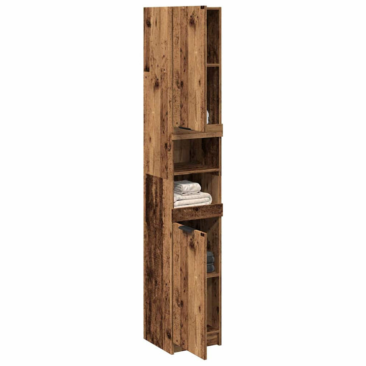 badeværelsesskab 32x34x188,5 cm konstrueret træ gammelt trælook