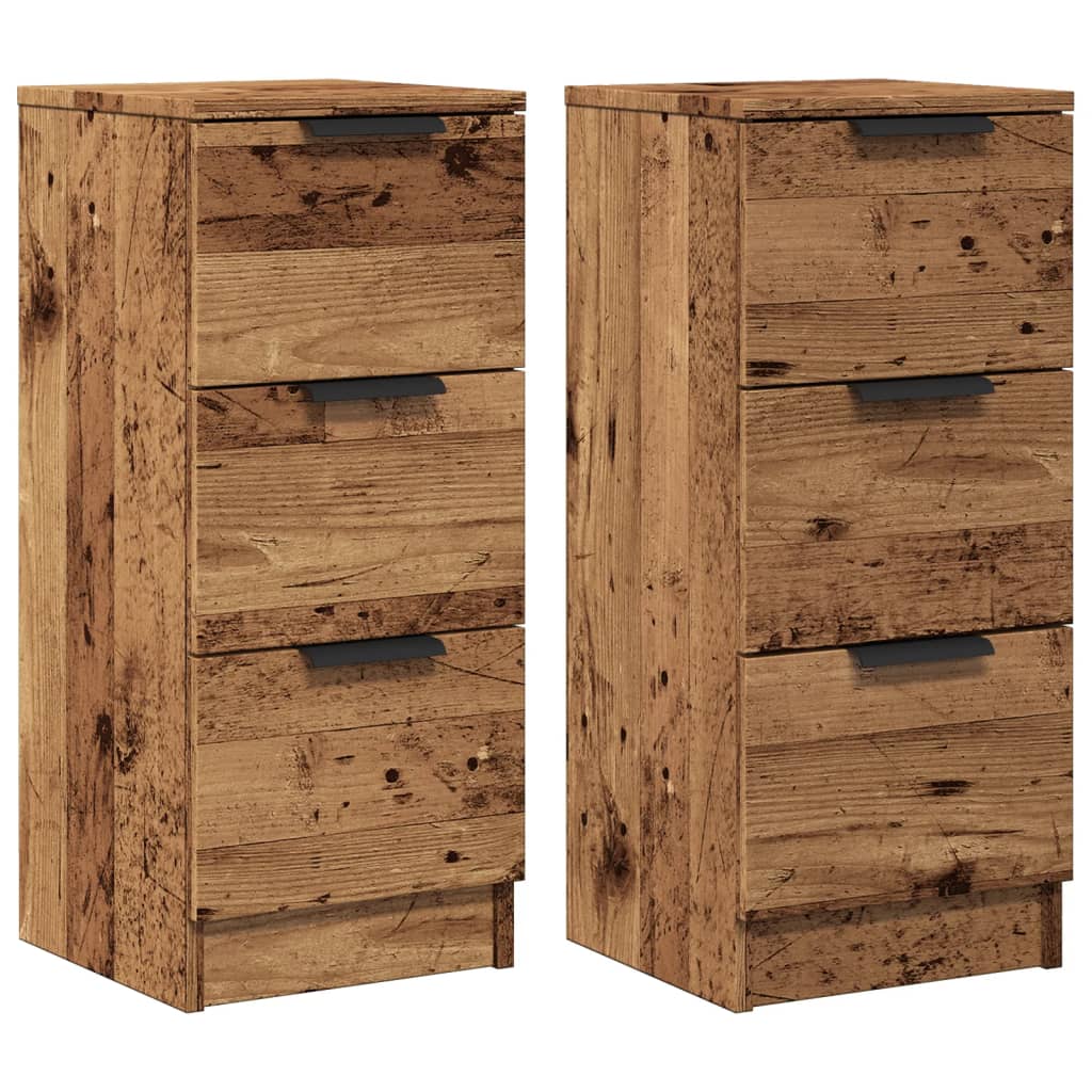 skænke 2 stk. 30x30x70 cm konstrueret træ antikt træ