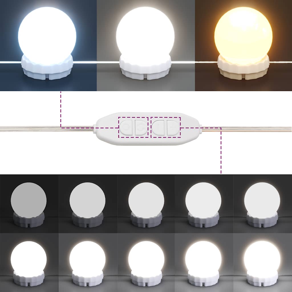 makeupbord med LED-lys 60x40x140 cm kunsteg