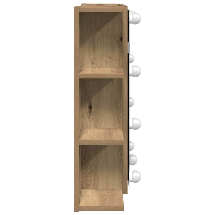 spejlskab med LED-lys 70x16,5x60 cm kunsteg