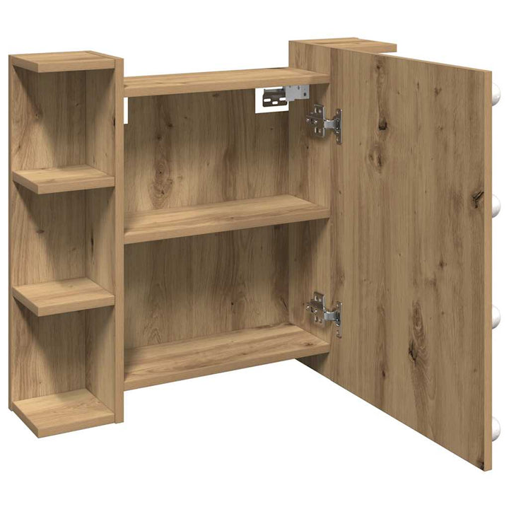 spejlskab med LED-lys 70x16,5x60 cm kunsteg