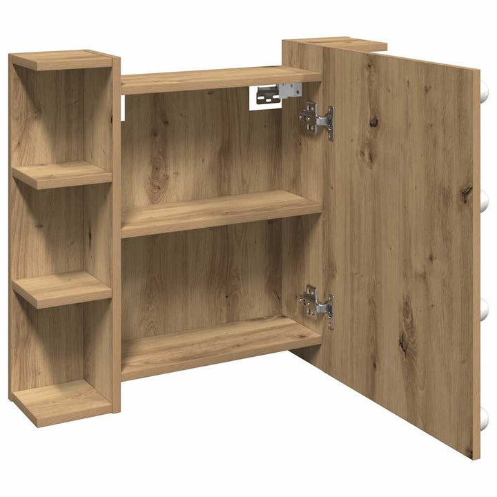 spejlskab med LED-lys 70x16,5x60 cm kunsteg