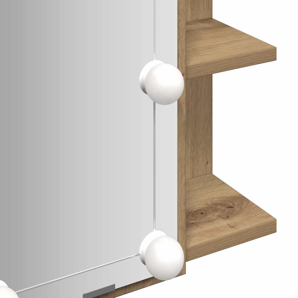 spejlskab med LED-lys 70x16,5x60 cm kunsteg