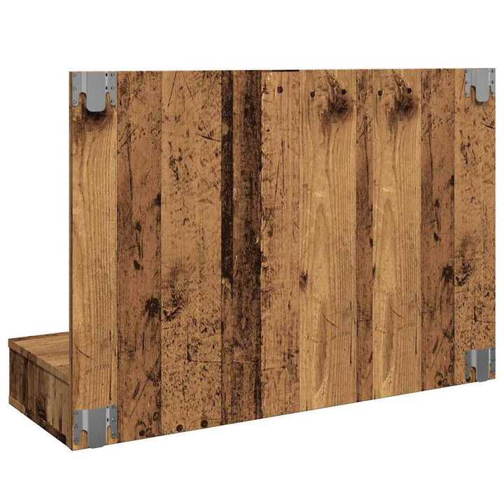 spejlskab med LED-lys 90x31,5x62 cm gammelt træ-look