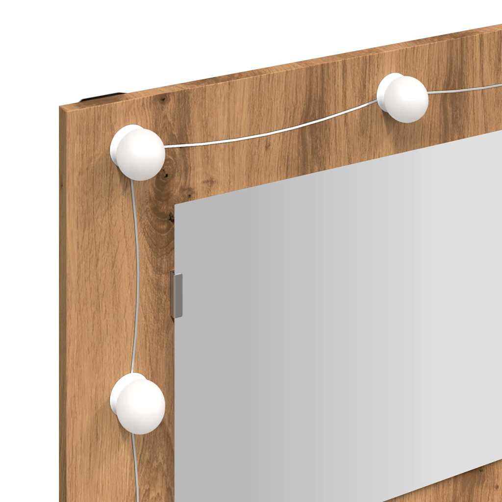 spejlskab med LED kunstig eg 90x31,5x62 cm