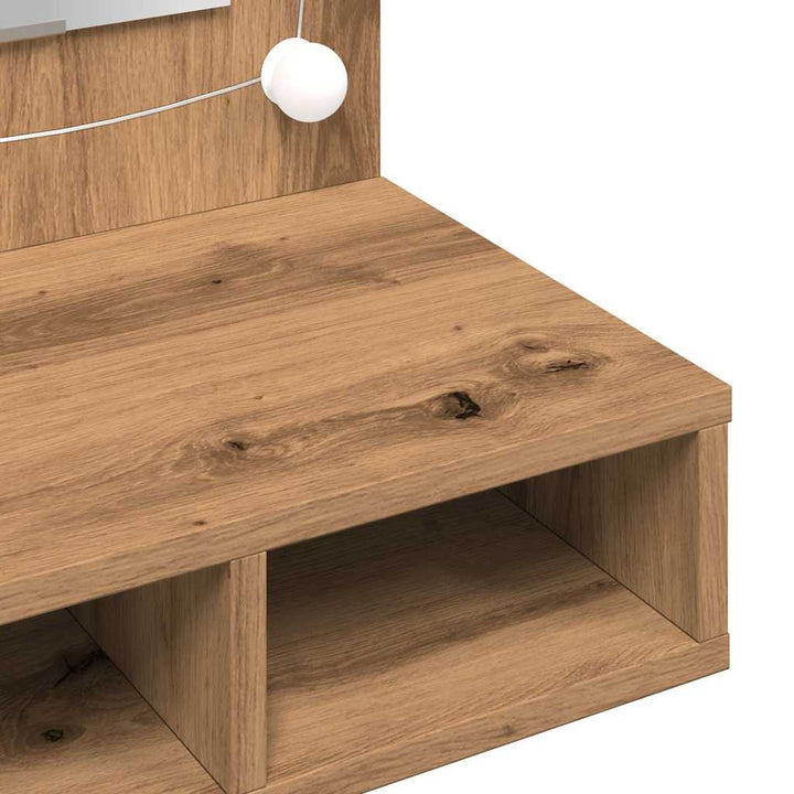 spejlskab med LED kunstig eg 90x31,5x62 cm