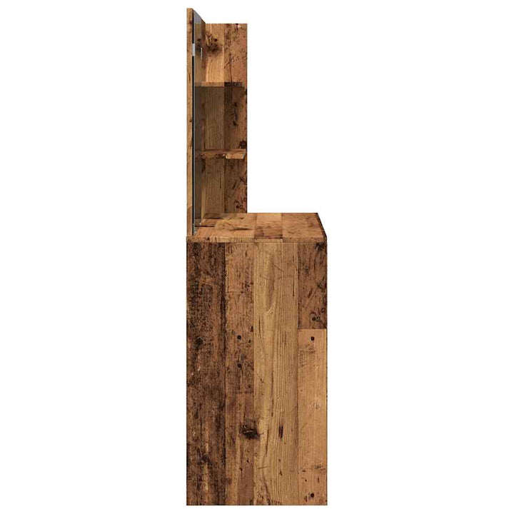 makeupbord med spejl 74,5x40x141 cm gammelt træ-look