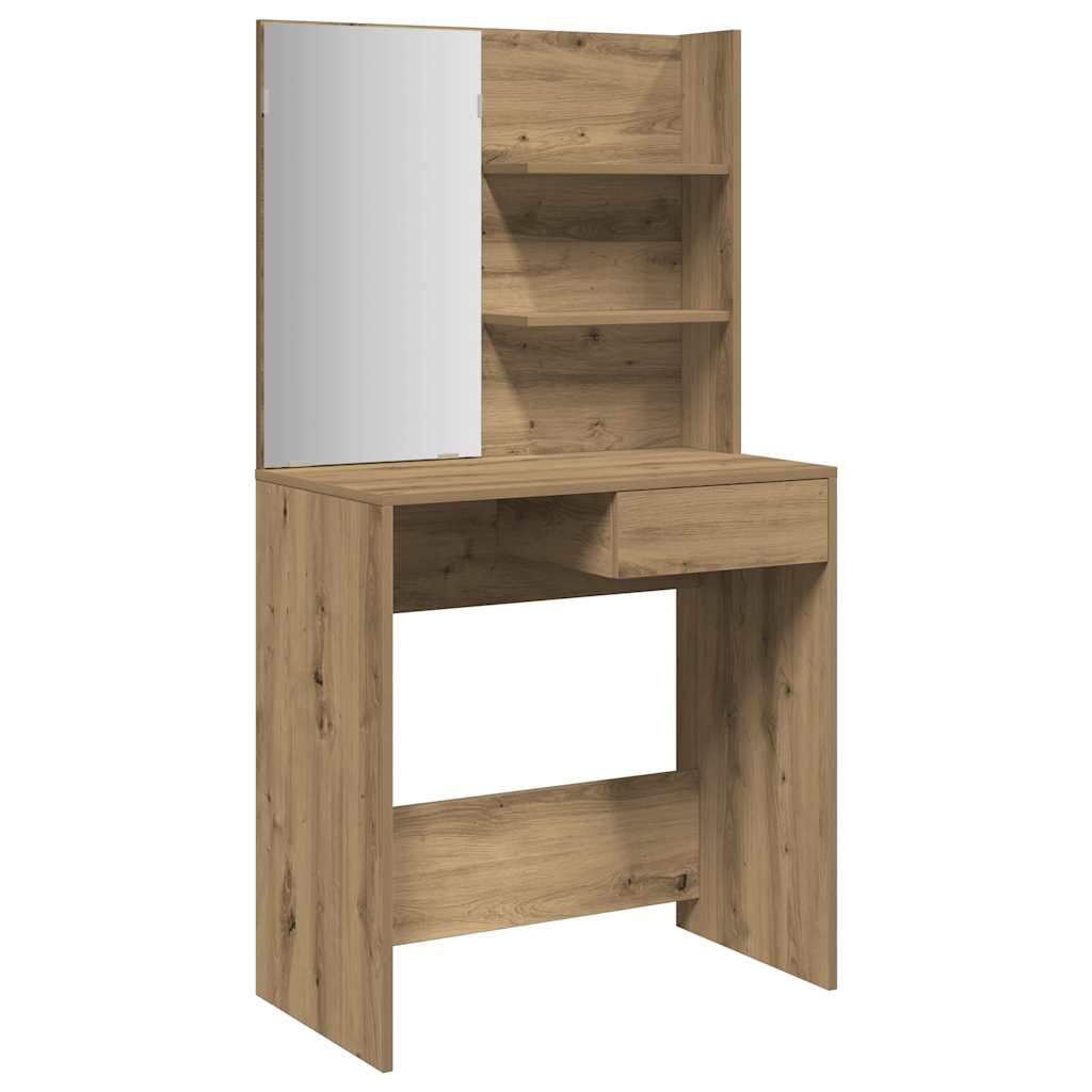 makeupbord med spejl 74,5x40x141 cm kunsteg