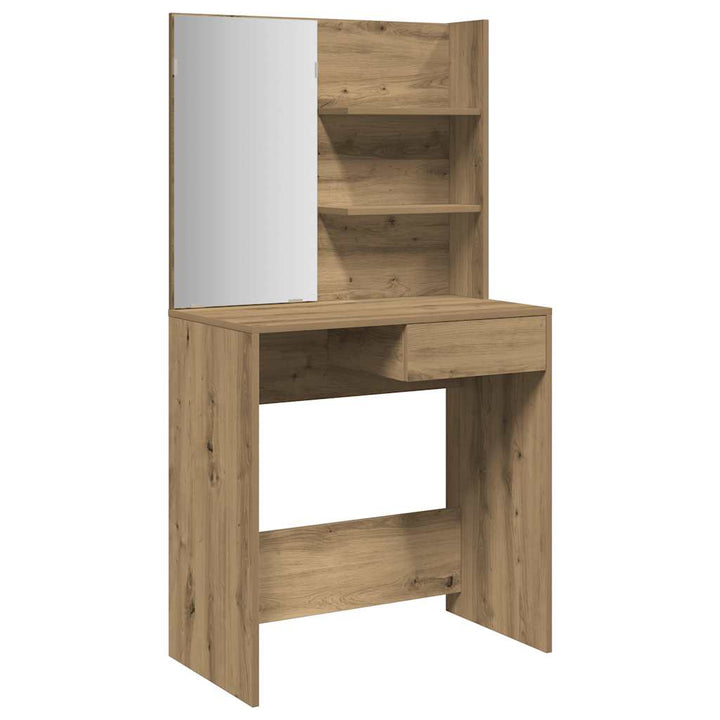 makeupbord med spejl 74,5x40x141 cm kunsteg