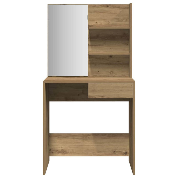 makeupbord med spejl 74,5x40x141 cm kunsteg