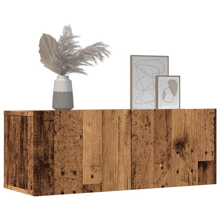 væghængte tv-borde 2 stk. 80x30x30 cm gammelt træ-look