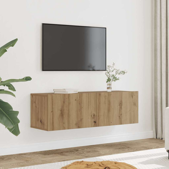 væghængte tv-borde 2 stk. 100x30x30 cm egetræsfarve