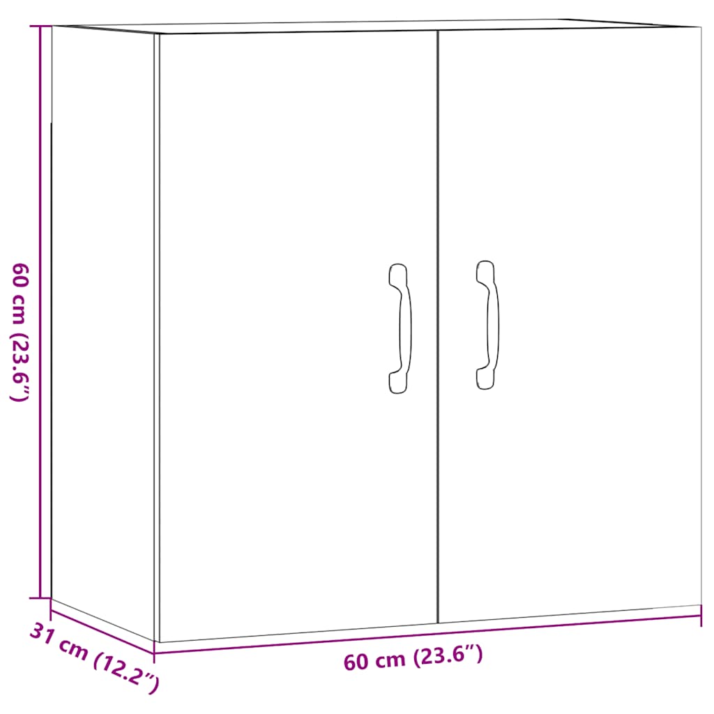 vægskab 60x31x60 cm konstrueret træ antikt træ