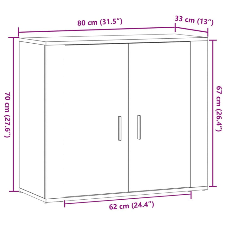 skænk 80x33x70 cm konstrueret træ gammelt træ-look