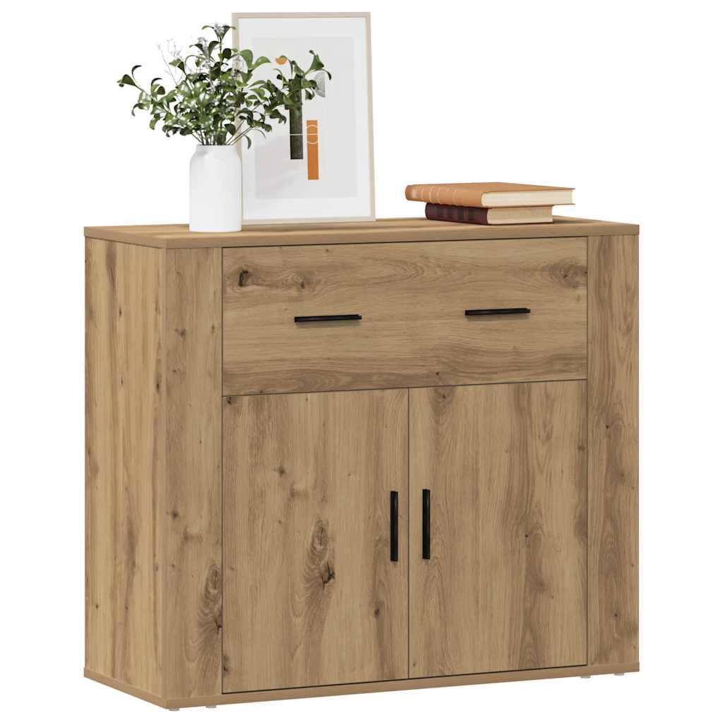 skænk 80x33x70 cm konstrueret træ egetræsfarve
