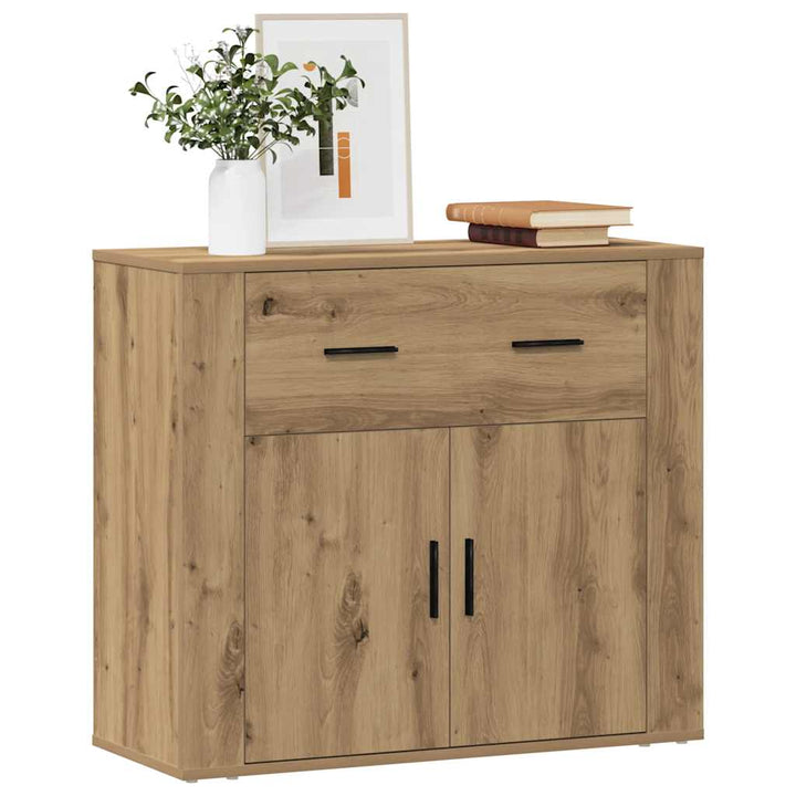 skænk 80x33x70 cm konstrueret træ egetræsfarve