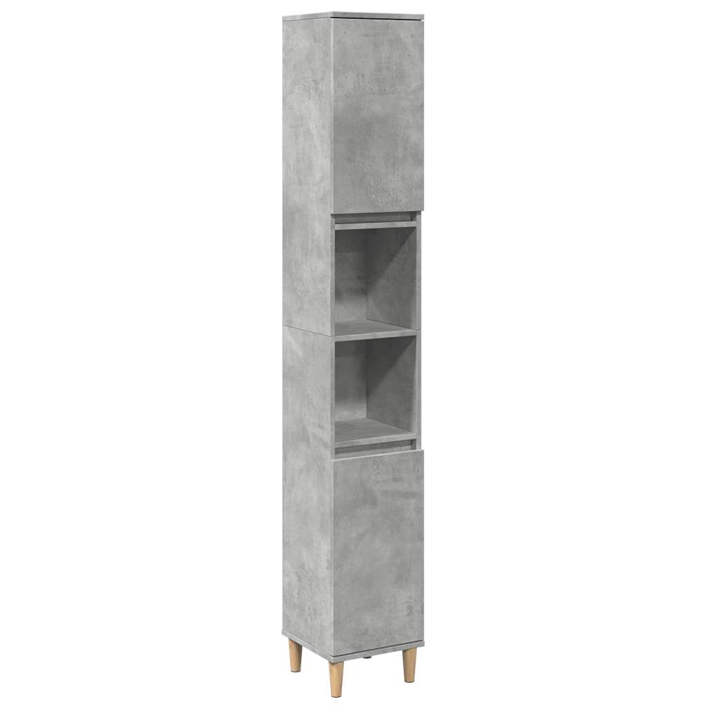 badeværelsesskab 30x30x190 cm konstrueret træ betongrå