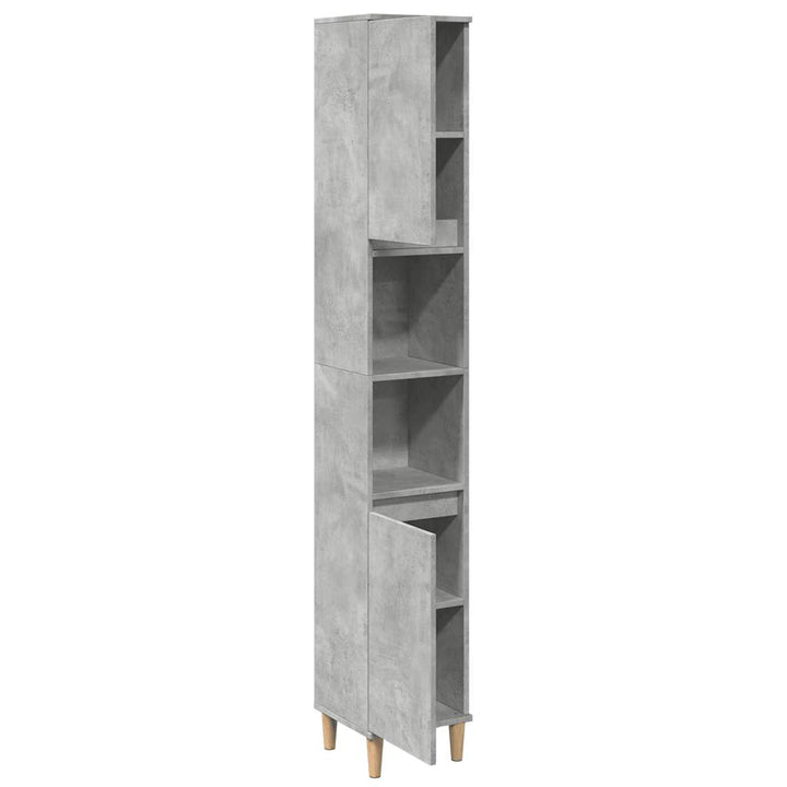badeværelsesskab 30x30x190 cm konstrueret træ betongrå
