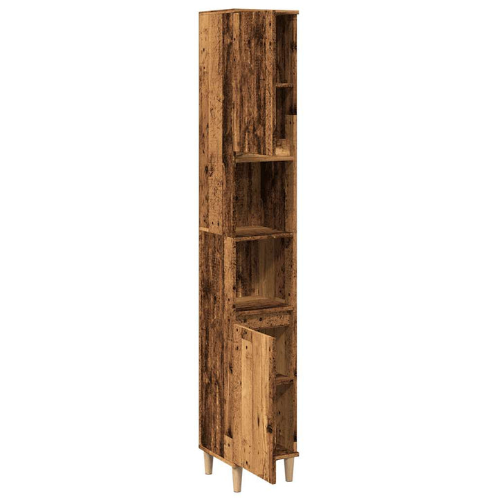 badeværelsesskab 30x30x190 cm konstrueret træ gammelt trælook