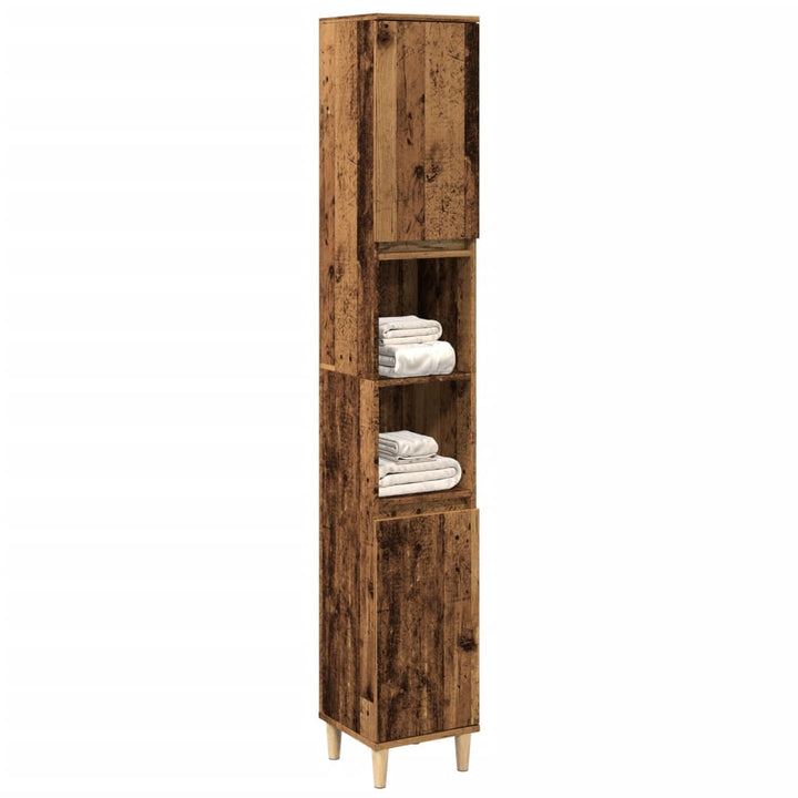 badeværelsesskab 30x30x190 cm konstrueret træ gammelt trælook