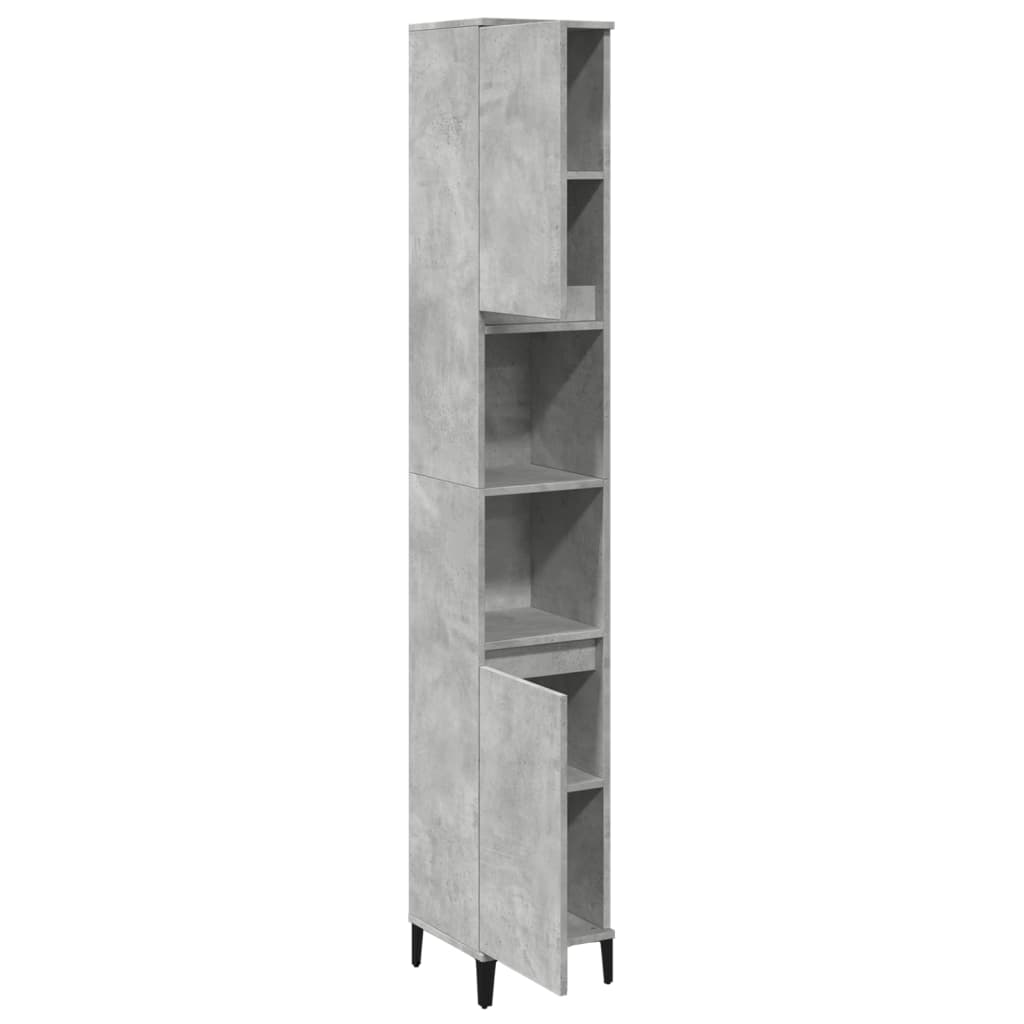 badeværelsesskab 30x30x190 cm konstrueret træ betongrå