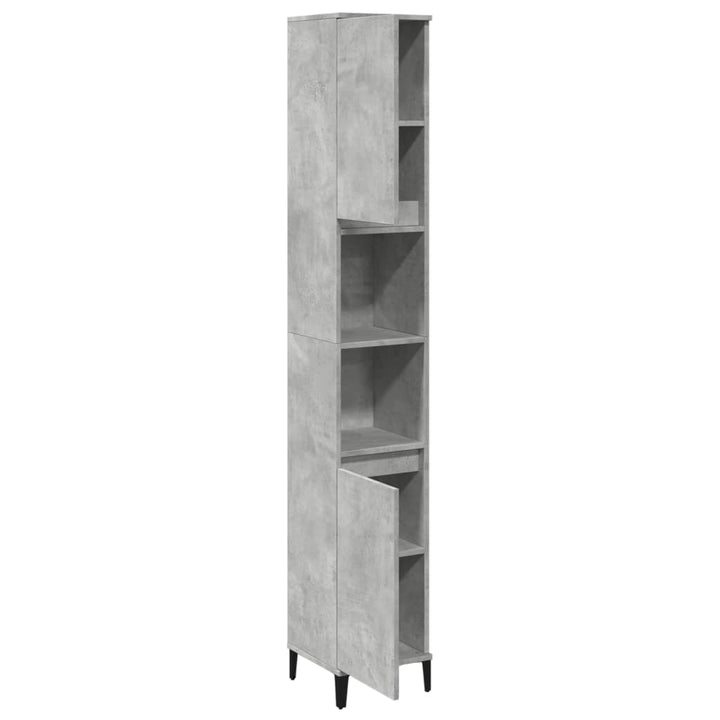 badeværelsesskab 30x30x190 cm konstrueret træ betongrå