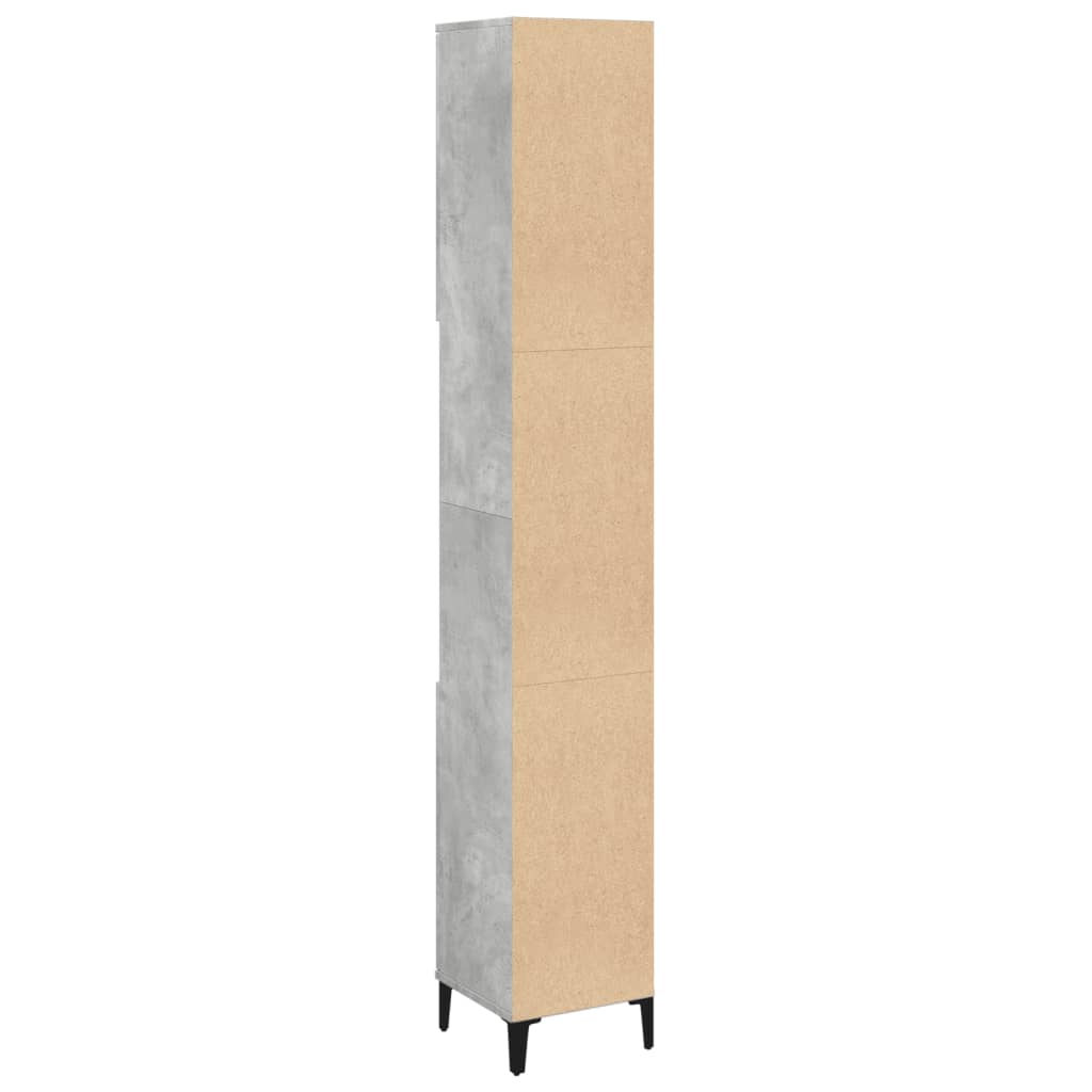badeværelsesskab 30x30x190 cm konstrueret træ betongrå