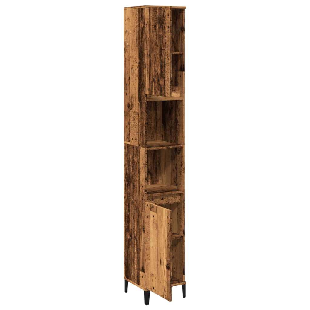 badeværelsesskab 30x30x190 cm konstrueret træ gammelt trælook