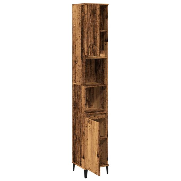 badeværelsesskab 30x30x190 cm konstrueret træ gammelt trælook