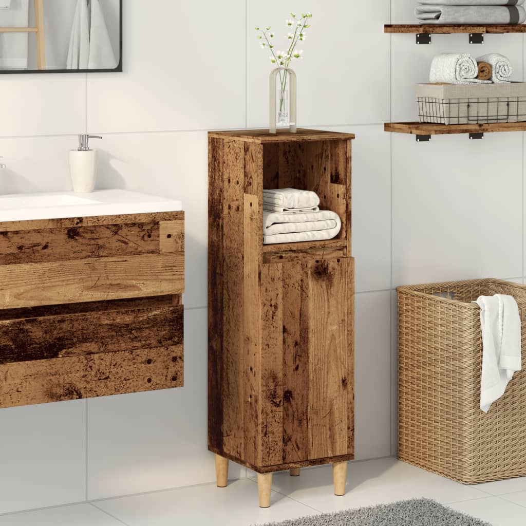 badeværelsesskab 30x30x100 cm konstrueret træ gammelt trælook