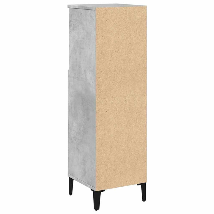 badeværelsesskab 30x30x100 cm konstrueret træ betongrå