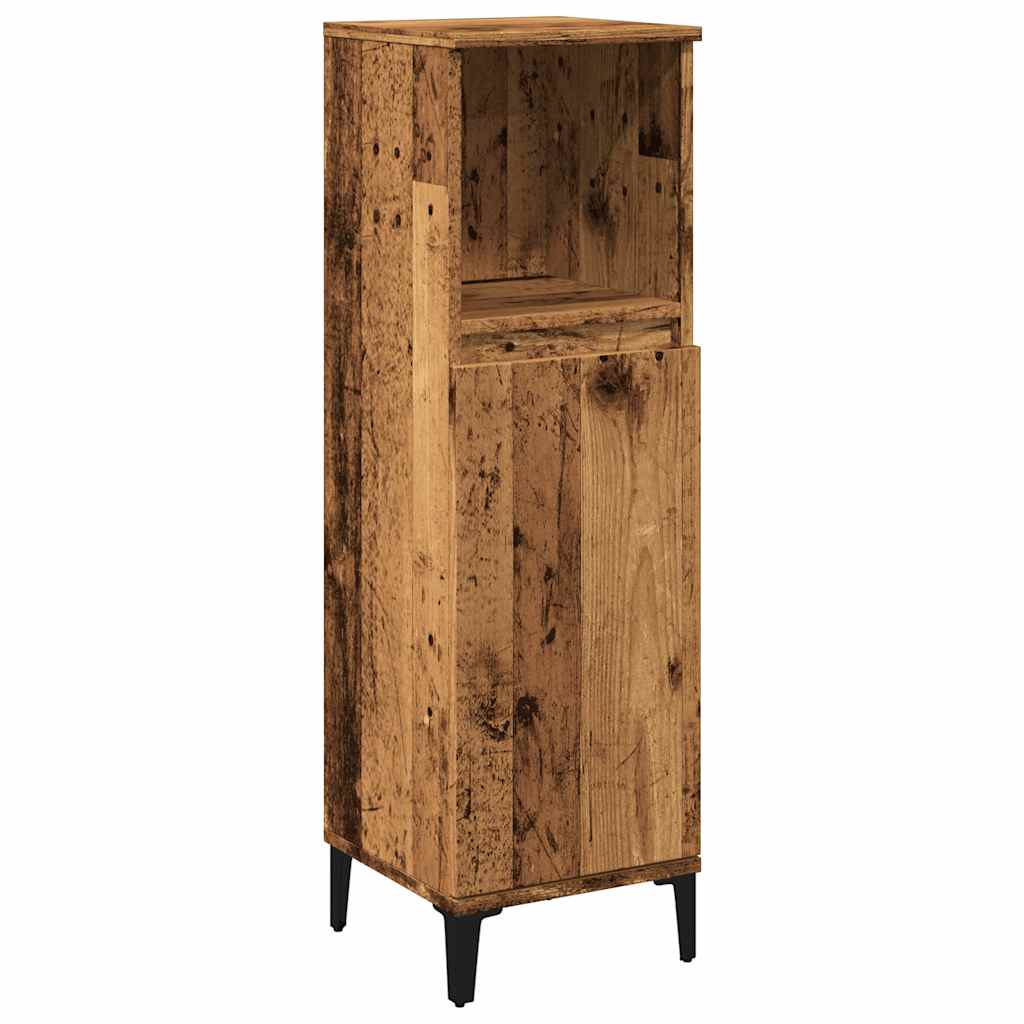 badeværelsesskab 30x30x100 cm konstrueret træ gammelt trælook