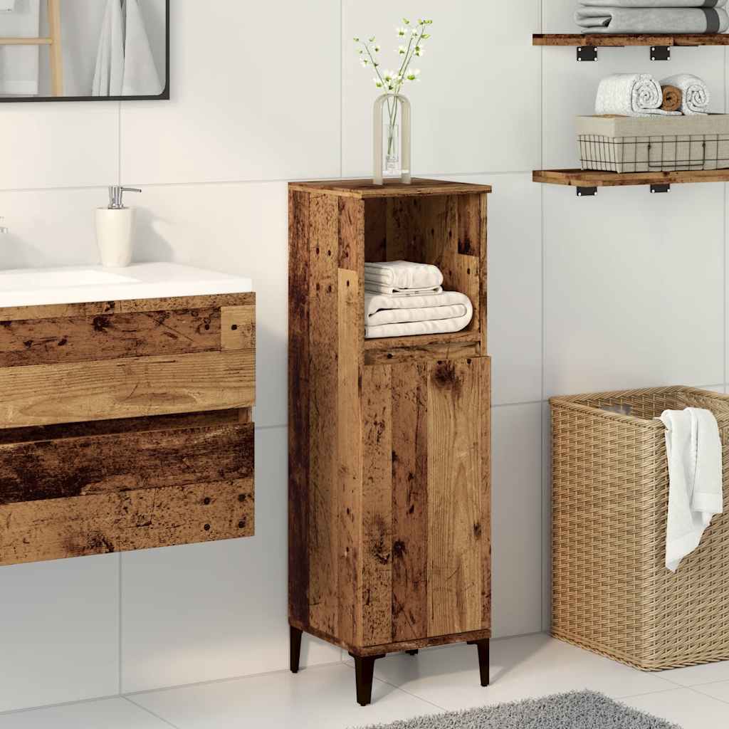 badeværelsesskab 30x30x100 cm konstrueret træ gammelt trælook