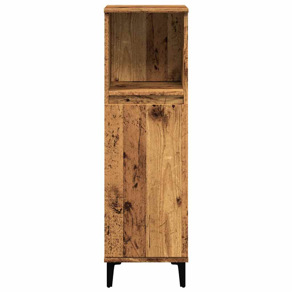 badeværelsesskab 30x30x100 cm konstrueret træ gammelt trælook